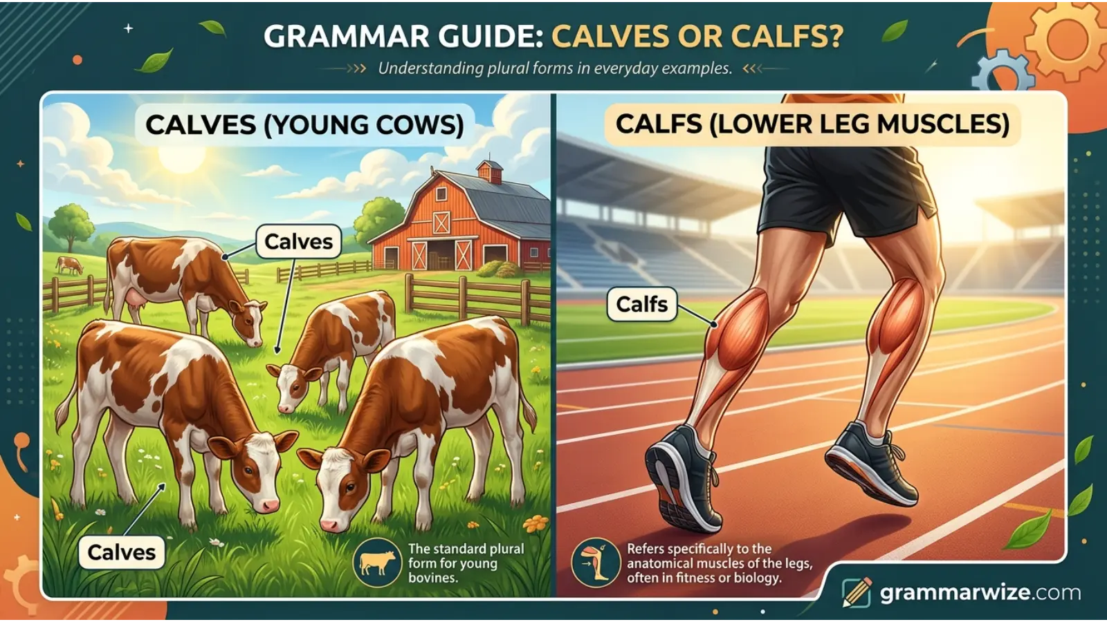 Calfs or Calves in Everyday Examples