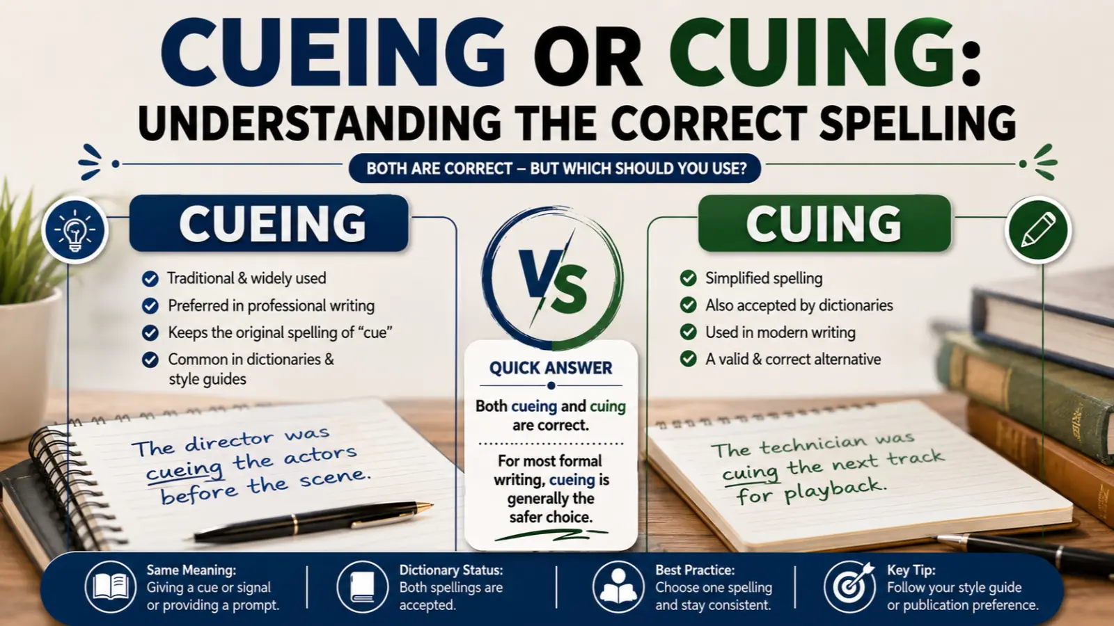 Cueing or Cuing