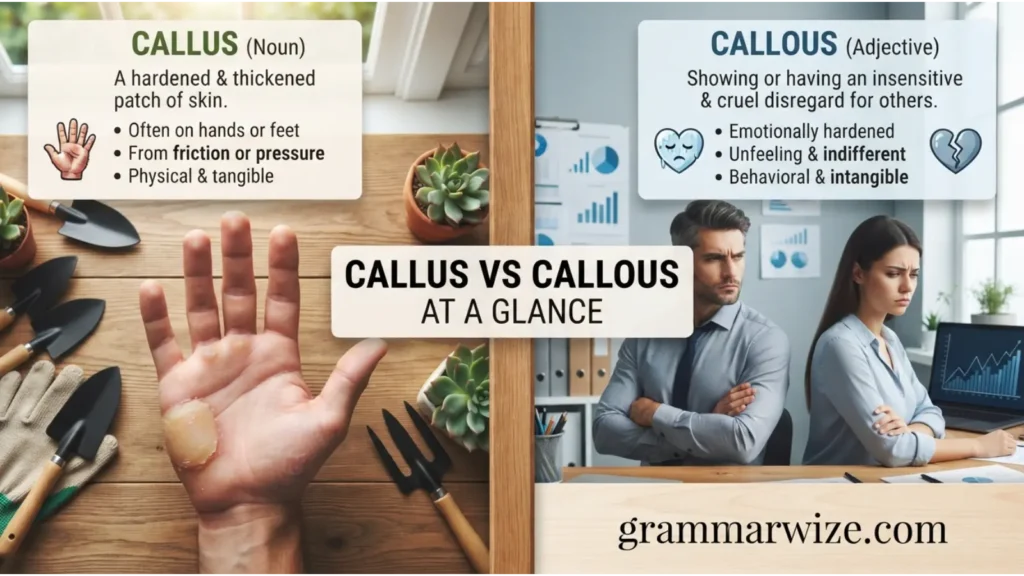 Callus vs Callous at a Glance
