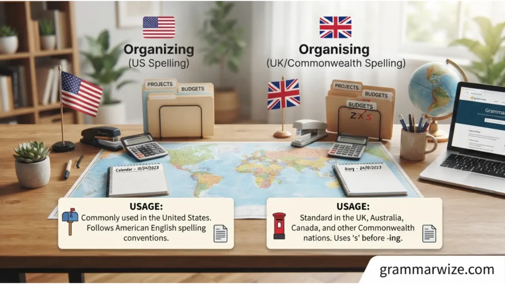 Organizing vs Organising by Region
