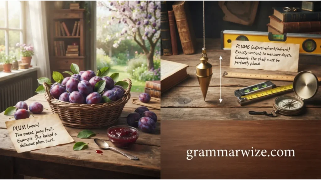Plum vs Plumb in Sentence Structure