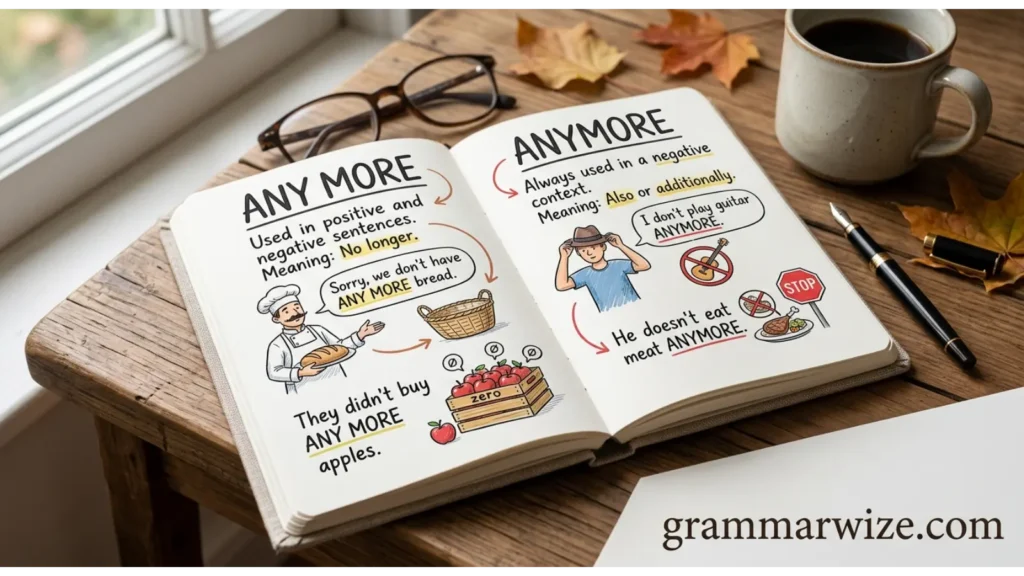 Grammar Rules for Any More and Anymore