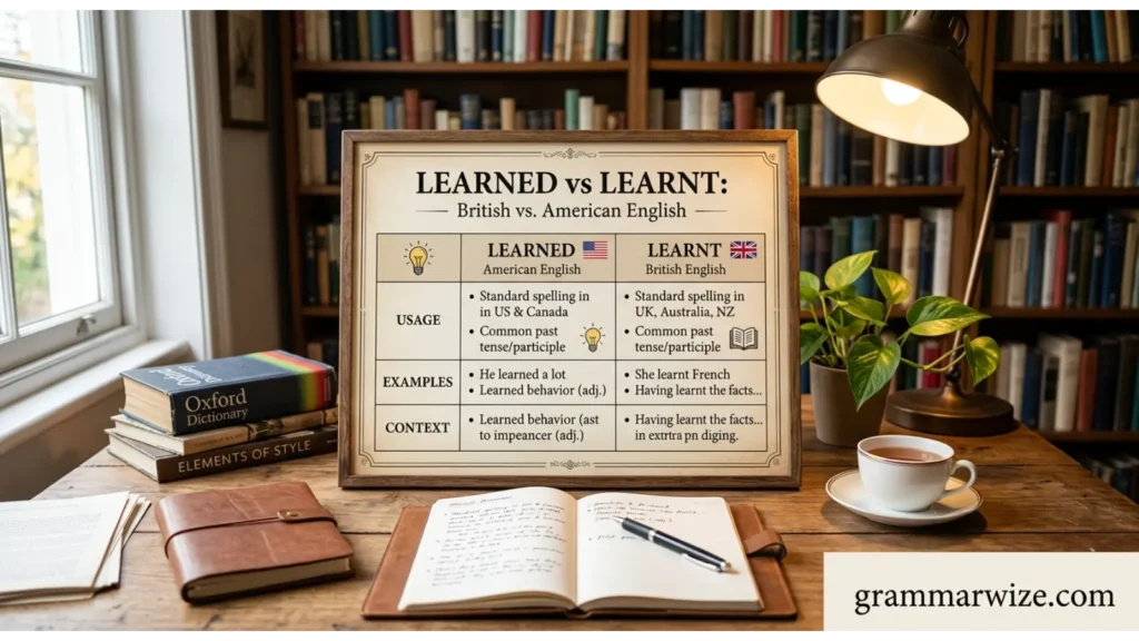 Learned vs Learnt Comparison Table